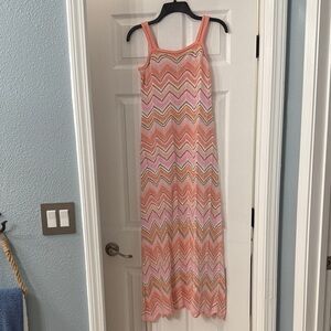 Pink and Orange Chevron Maxi Dress